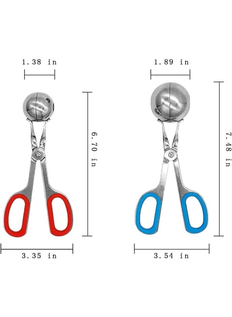 Meat Baller, 2  PCS None-Stick Meatball Maker with Detachable Anti-Slip Handles, Stainless Steel Meat Baller Tongs, Cake Pop, Ice Tongs, Cookie Dough Scoop for Kitchen (3.5cm & 4.5cm) - Image 3